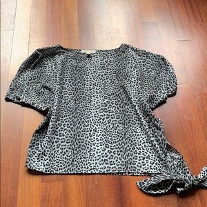 Animal print side tie blouse